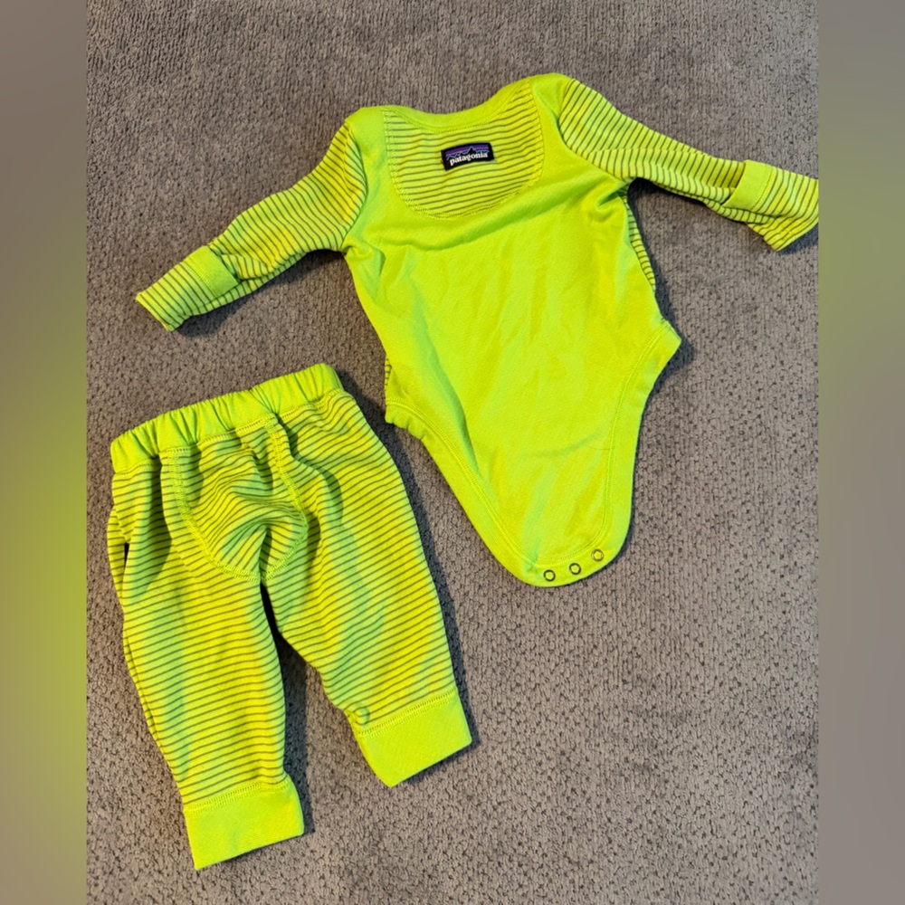 0-3 Month Patagonia Lime Green Baby Apparel warm under layer